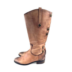 ARTURO CHIANG 15" Tall Brown Leather Riding Boots Women’s 7.5 Knee High DEFECT